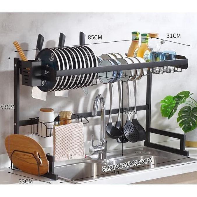 Sale Rak Piring Portable Wastafel 2 Susun 85Cm Rak Dapur Serbaguna Stainles