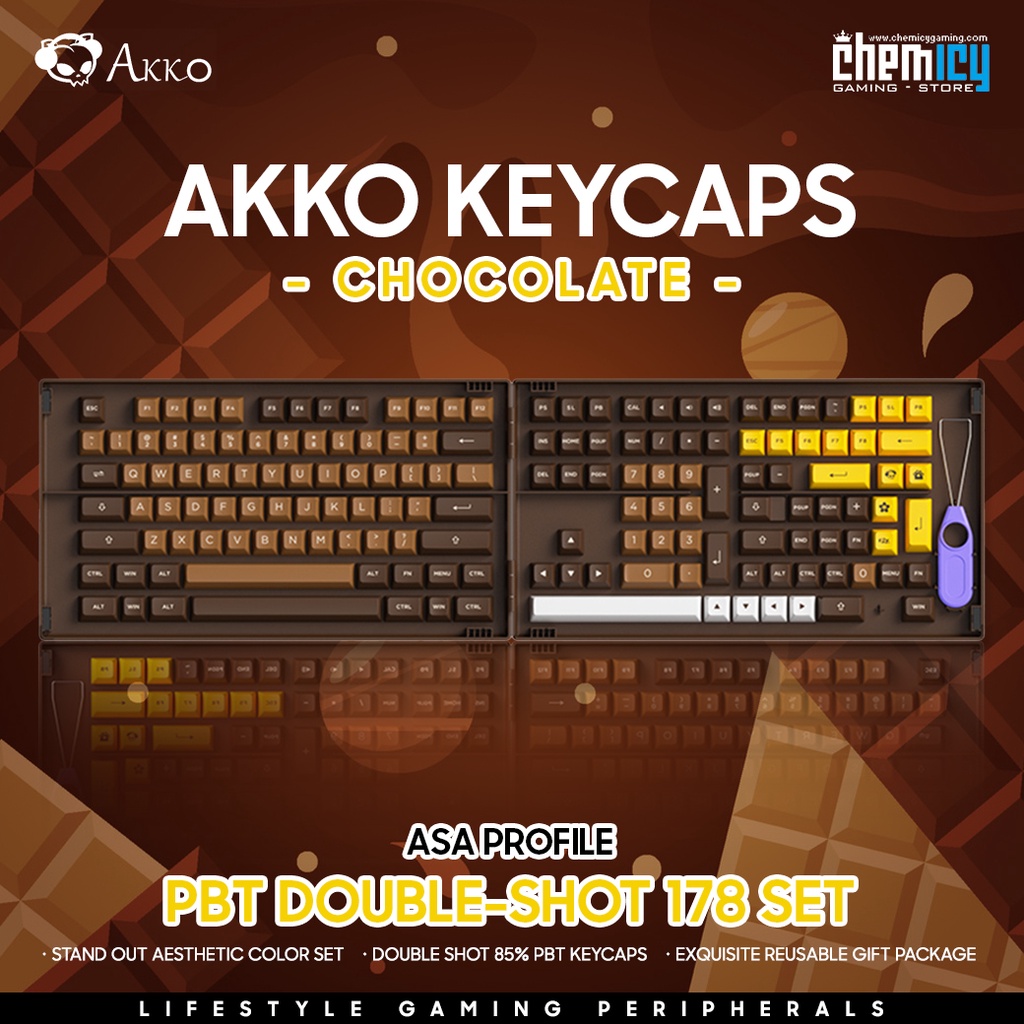 Akko Chocolate PBT Double-shot Keycaps 178 Set ASA Profile