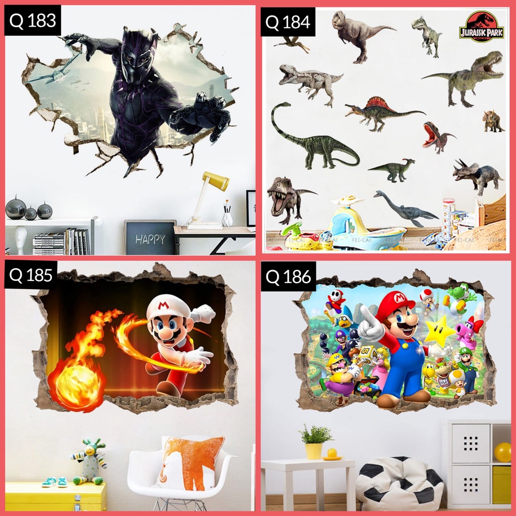 WALLSTICKER WALL STICKER STIKER KARAKTER SUPERHERO SUPERHERO BATMAN BETMEN MARIO BROSS DINDING TEMBOK ANIMAL BINATANG A1 LUCU DEKORASI KAMAR ANAK CEWEK COWOK UTB WALSTIKER SETIKER ONE PIECE MINECRAFT MINI CRAFT