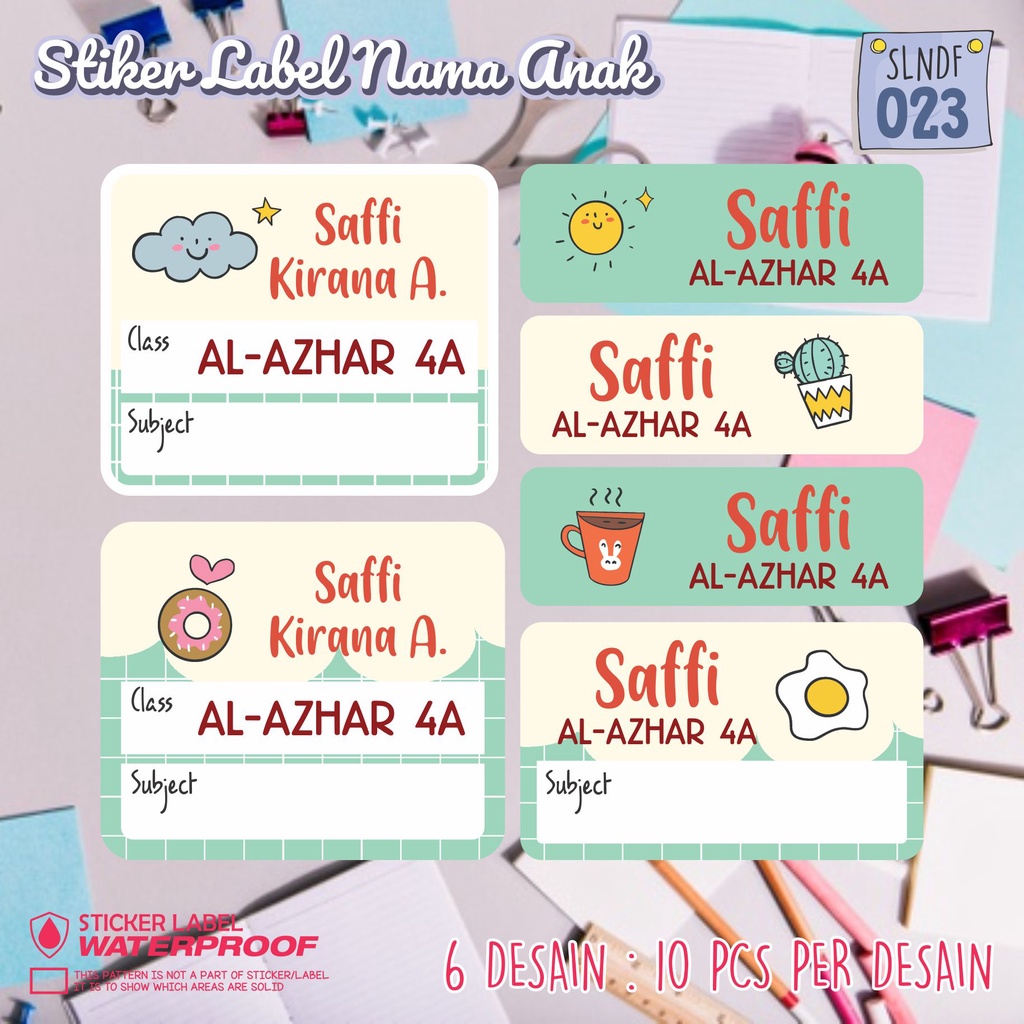 

stiker label nama waterproof anak murah sekolah sepatu buku SLNDF 023