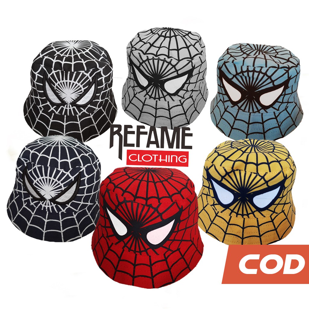 Topi Bucket Anak Bucket Hat Anak Laki Laki Perempuan Karakter Gambar Spiderman Bordir Sablon