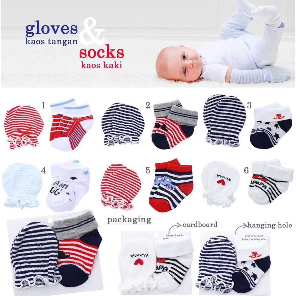 PAKET SARUNG TANGAN DAN KAOS KAKI BAYI / PAKET GLOVES &amp; SOCKS BABY LEMBUT NYAMAN UNTUK BAYI