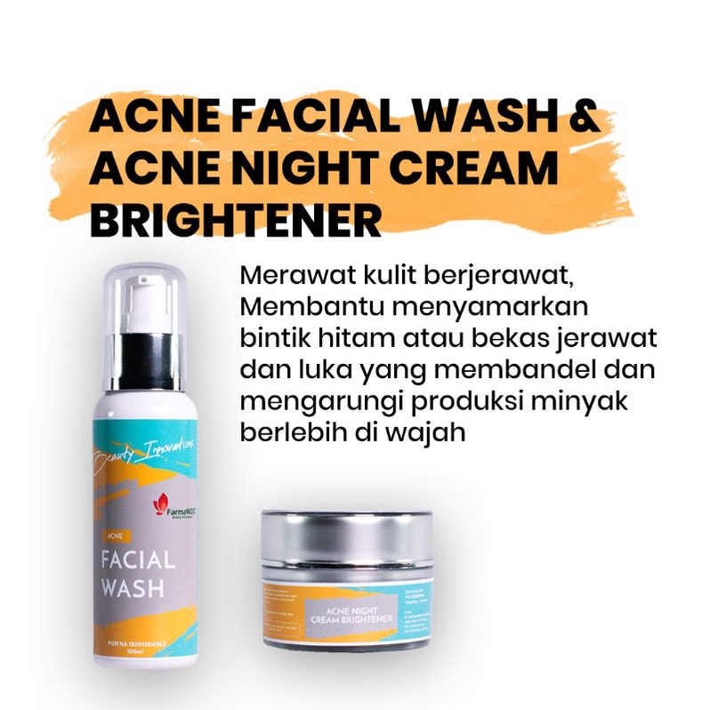 Farma Wdc Acne Facial Wash & Acne Night Cream Brightener original farma wdc BPOM