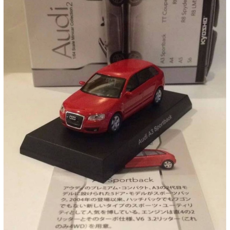 Kyosho Minicar Skala 64 Audi A3 Red Color