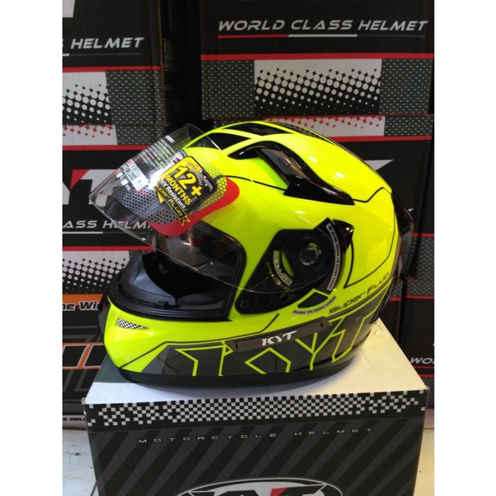 Helm KYT K2 RIDER SUPER FLUO ED#1 YELLOW FLUO/BK