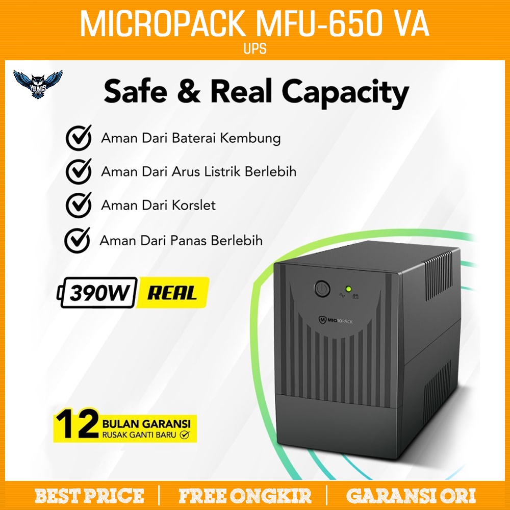 Micropack UPS Anti petir 650VA / 390WATT Battery 7Ah (MFU-650 VA)