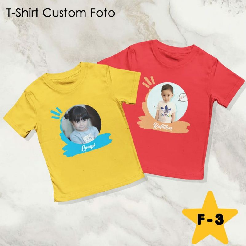 kaos anak free bordir nama  sablon foto