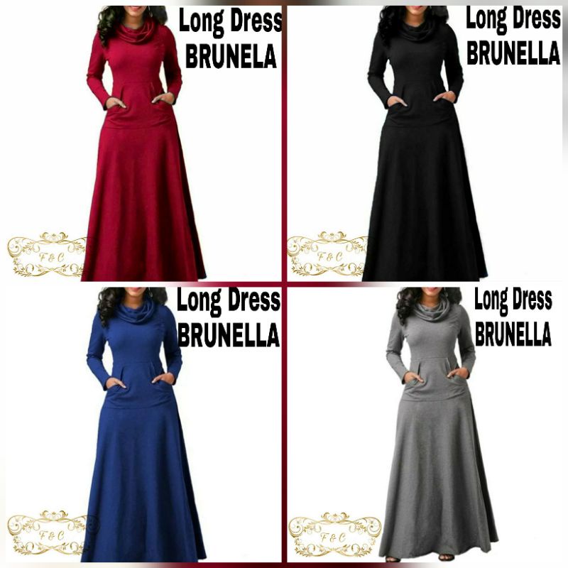 LONG DRESS BRUNELLA FASHION PAKAIAN WANITA BAHAN BABYTERRY FEHM