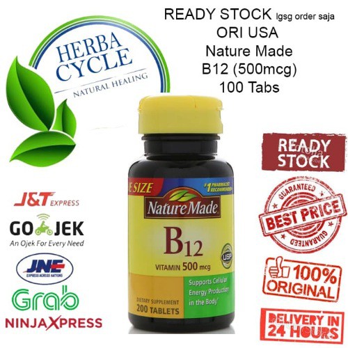 Nature Made Vitamin B12 500 mcg 200 Tab Nature Made B12 Vit B12 Ori US