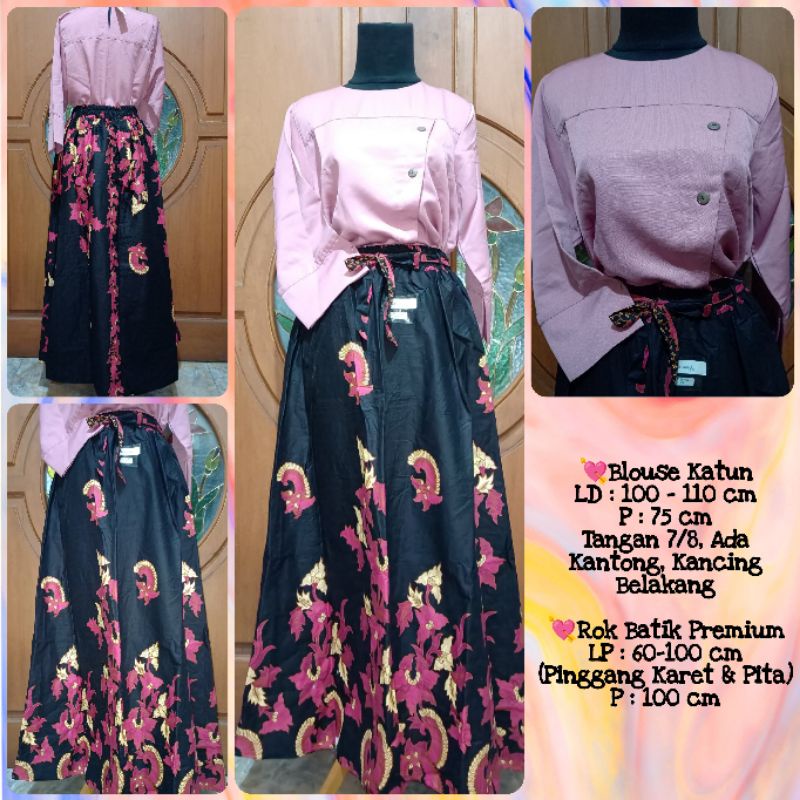 Set Blouse & Rok Batik Katun Premium