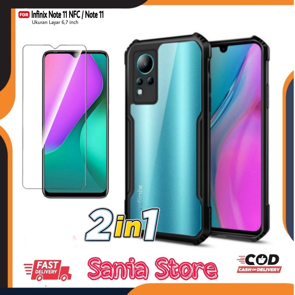 Case Infinix Note 11 NFC / Infinix Note 11 Casing Shockproff Camera Protection Transparan Bonus Temp