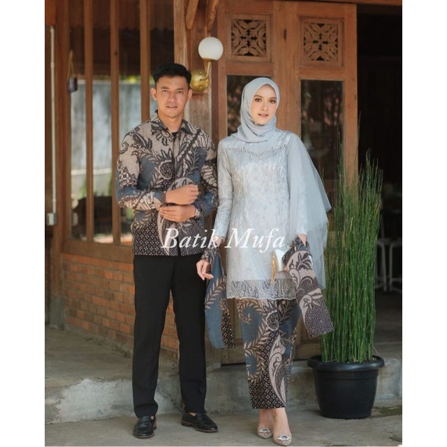 Couple VEKA Grey Kebaya wisuda terbaru KEBAYA MODERN Kebaya batik couple kebaya untuk tunangan lamaran