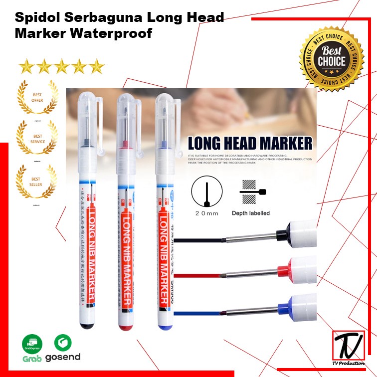 Spidol Serbaguna Long Head Marker Waterproof