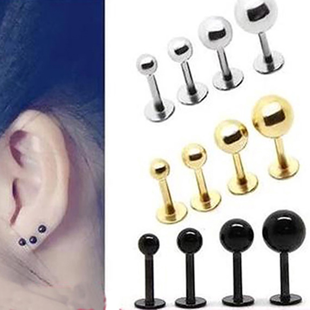 Anting Stud Bentuk Barbell Bahan Titanium Steel Untuk Wanita