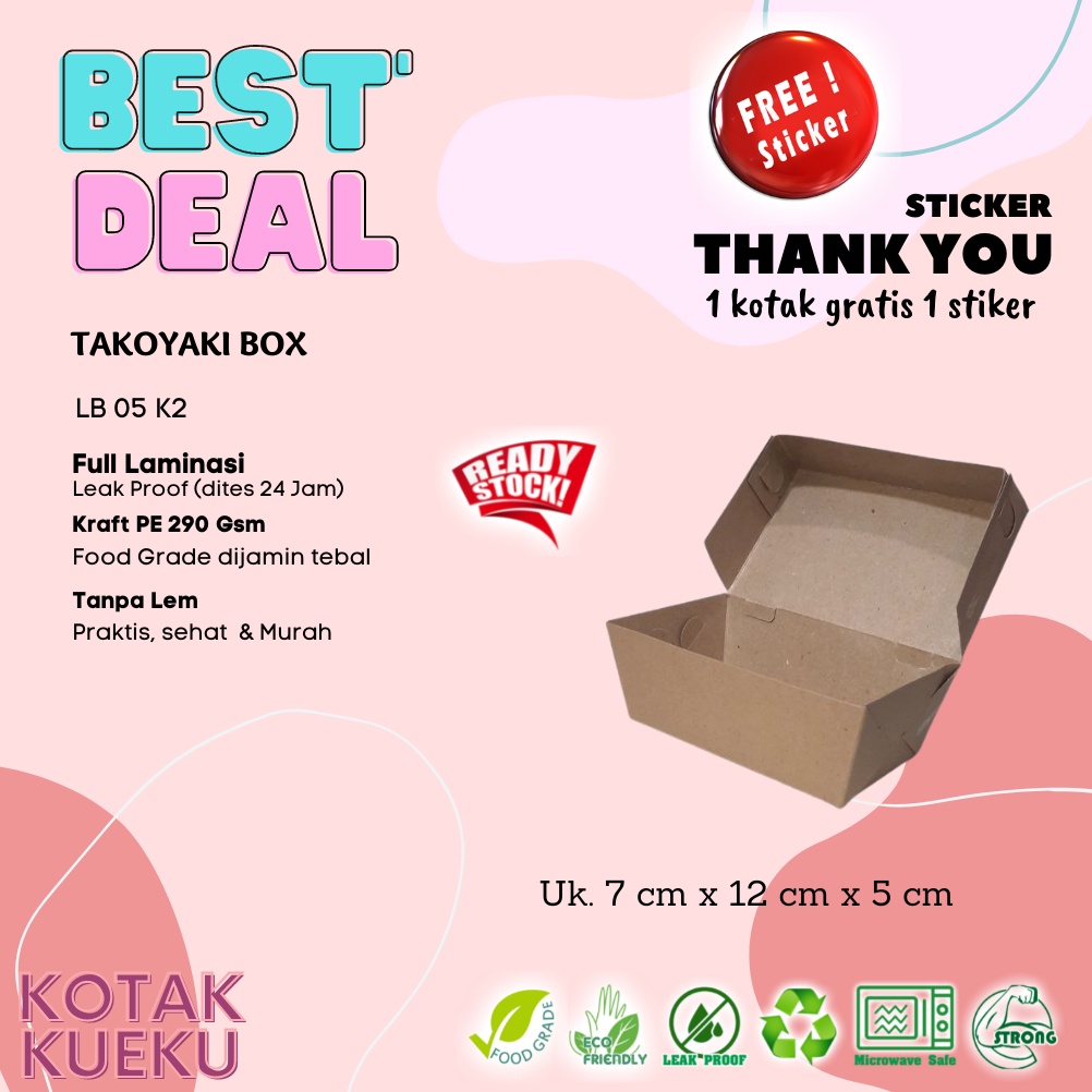 

[10 PCS] LUNCH BOX SZ S UK 12cm x 7cm x 5 Cm Kotak Kraft
