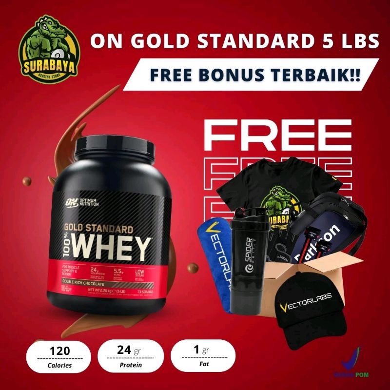 ON WHEY GOLD STANDARD 5 LBS OPTIMUM NUTRITION WHEY PROTEIN ISOLATE BLEND 5LBS LB WPI BPOM