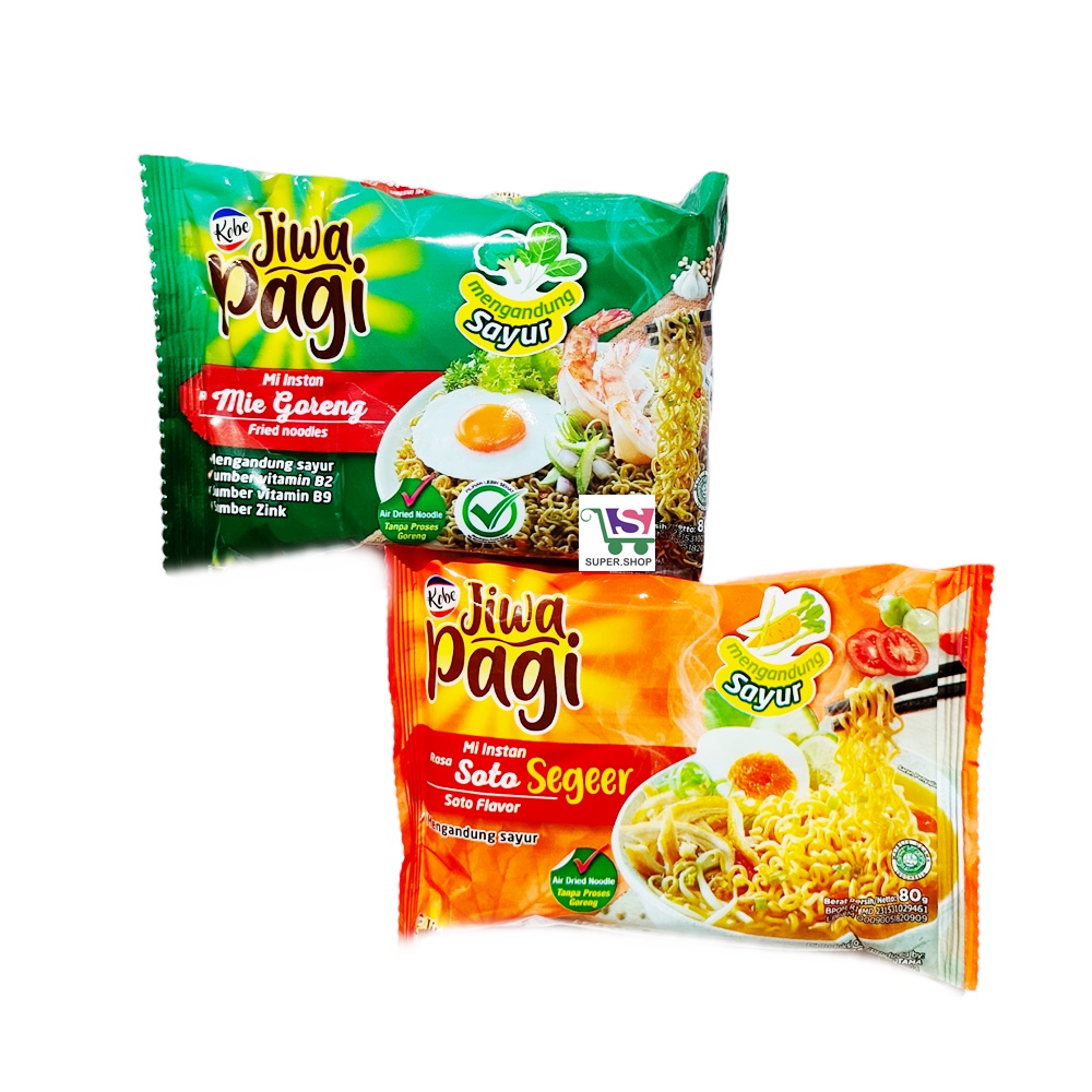 Kobe Mi Instan JIWA PAGI Sehat Mie Goreng / Soto Segeer 80 Gram