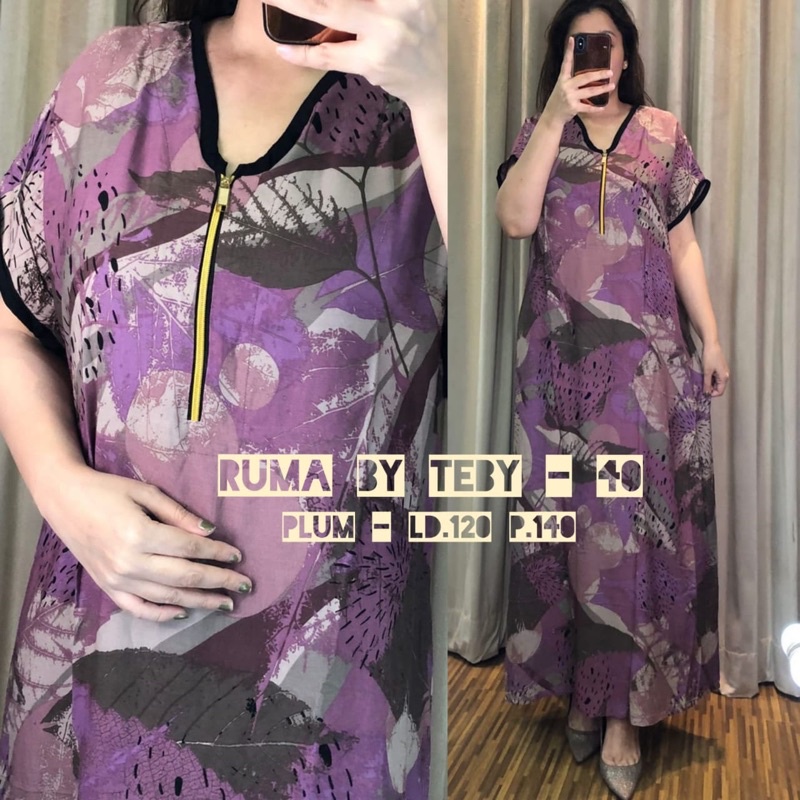 Daster Arab TEBY RUMA Series Dress Rayon Super Originanal Best Seller-Plum Code 40