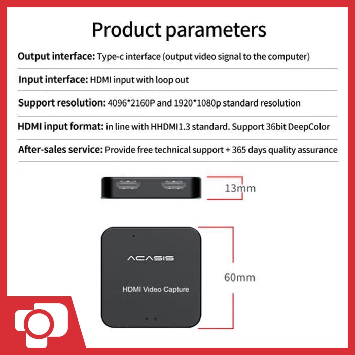 Acasis HD33 HDMI Capture Card