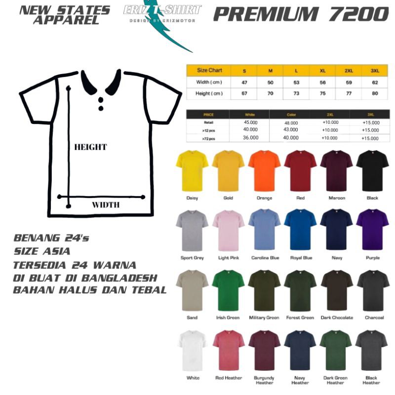 KAOS NSA POLOS MURAH 24'S