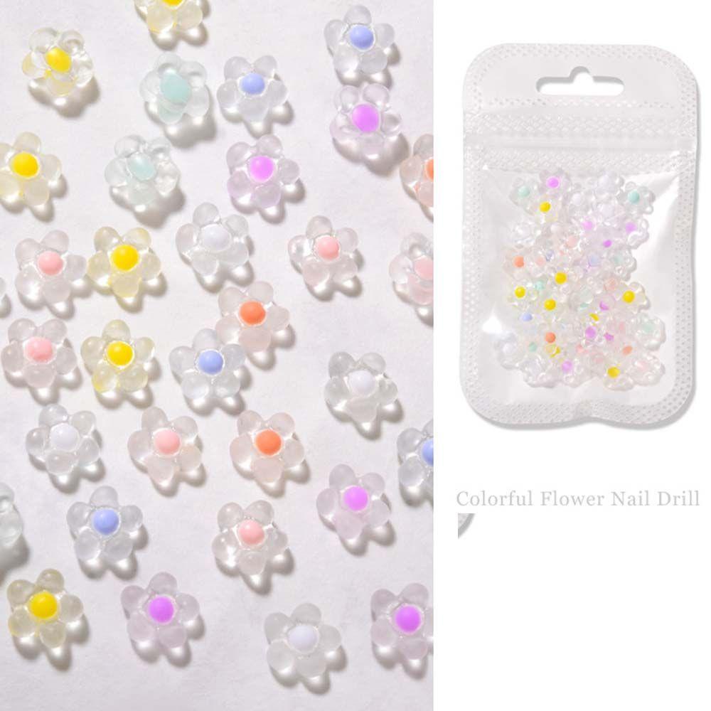 AUGUSTINA Hiasan Paku Bunga Agustina Fashion 50pcs Transparan|Perhiasan Nail Art Resin Manicure Warna