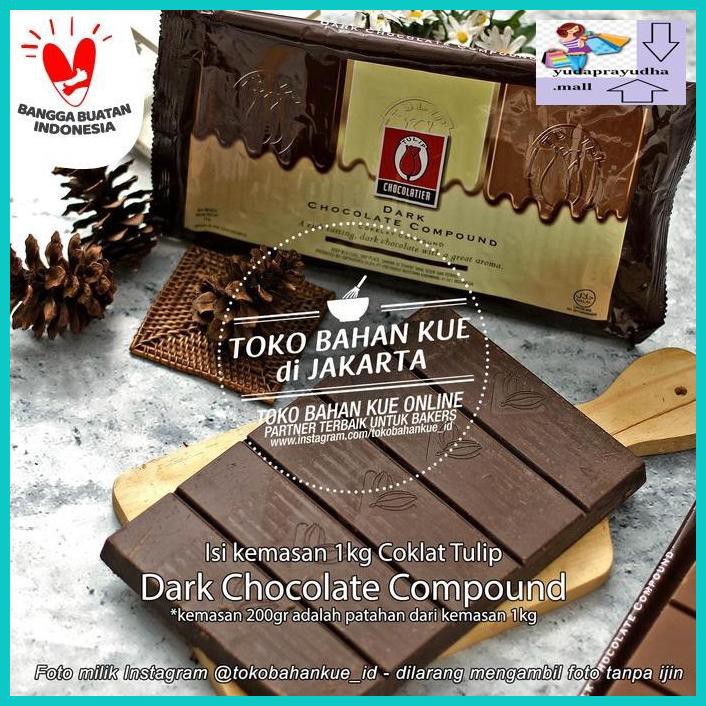 

54Etr7U- Cokelat Tulip Dark Chocolate Compound Coklat Batang 200 Gr Repack 9Uhhjt7-