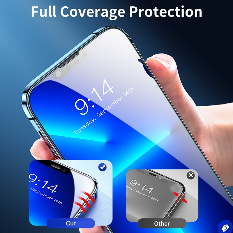 (1 / 2pcs) Pelindung Layar Tempered Glass 9d Anti Gores / Air / Sidik Jari Untuk Iphone 13 / 13pro / 13pro Max