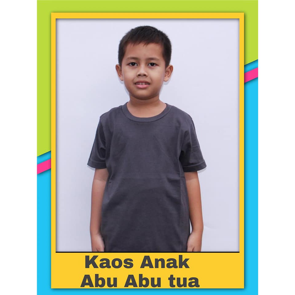 Kaos polos pendek  anak Abu Tua - Oblong polos anak Abu Tua - KAOS POLOS ANAK - KAOS POLOS