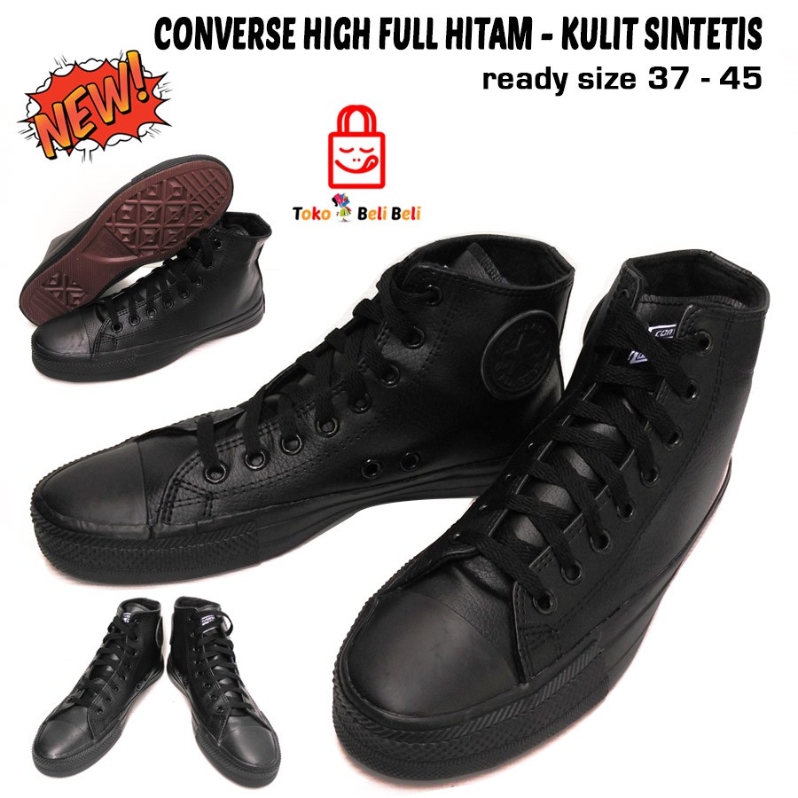 Converse High Full Hitam kulit sintetis / Sneakers Pria / Sepatu Pria