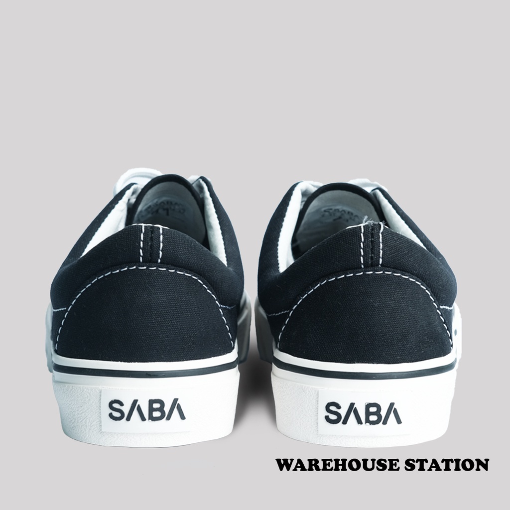 SABA Sykes Black White - Sepatu Sneakers Casual Pria Wanita