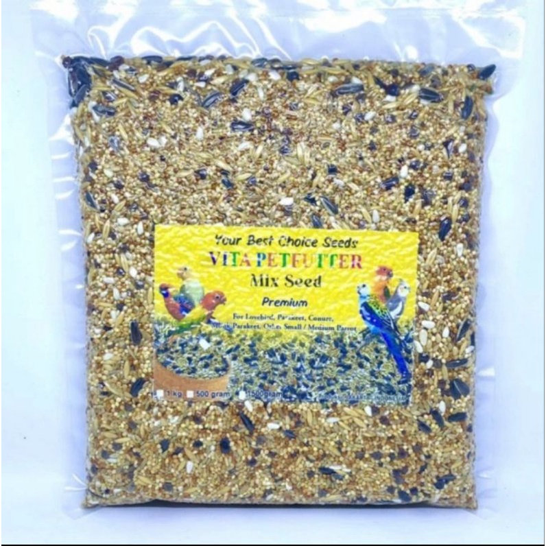 VITA PET'S PREMIUM MIX SEED MAKANAN BURUNG PARROT AFGREY CONURE