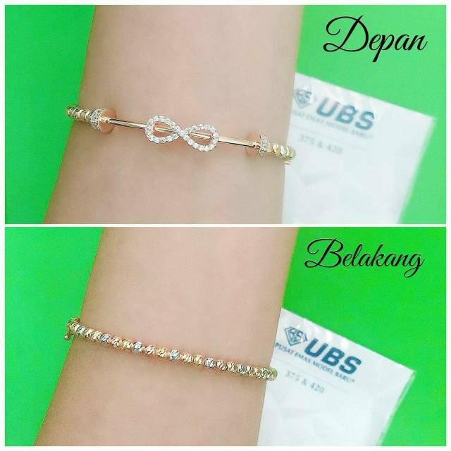 Gelang bangle infinity 3 warna kadar 375