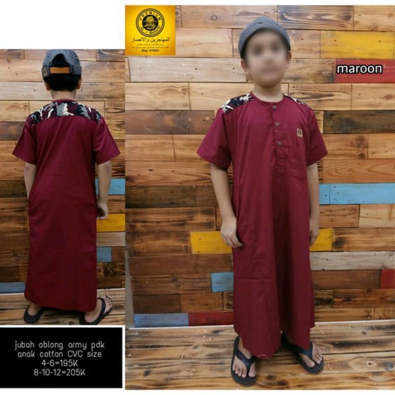 Jubah Anak Al Amwa Premium - Gamis Anak Laki Laki Army - Merah Maroon Ungu