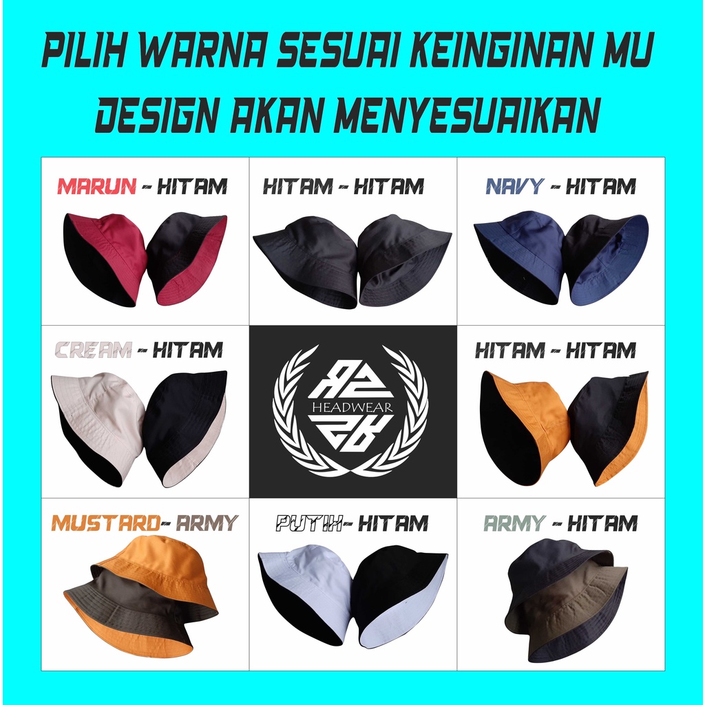 Topi Bucket Bolak Balik - Topi Bucket Pria Original - Topi Bucket Pria Wanita Dewasa Distro Original