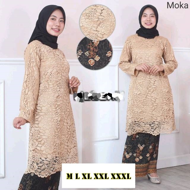 Stelan Long Tunik Brukat/Kebaya Brukat Terlaris/Kebaya Gamis Modern/Tunik Brukat Cantik/Kebaya Pesta