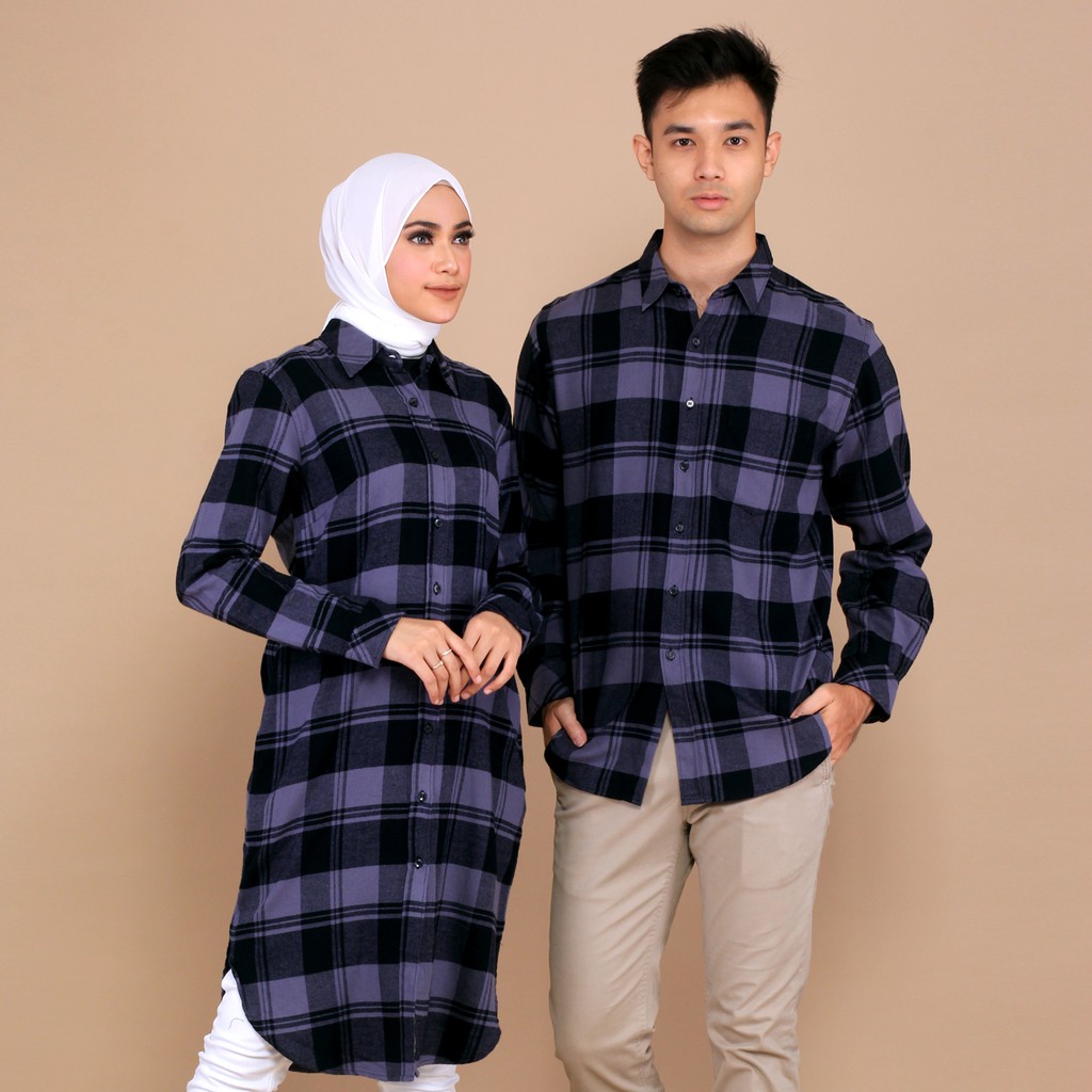 Benhill  Kemeja Couple  Kotak  Flannel Hitam 0650-27030