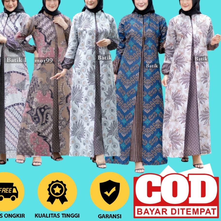 Gamis Batik Modern Jumbo Kombinasi - Gamis - Gamis Jumbo - Baju Gamis Wanita - Gamis Wanita - Gamis 