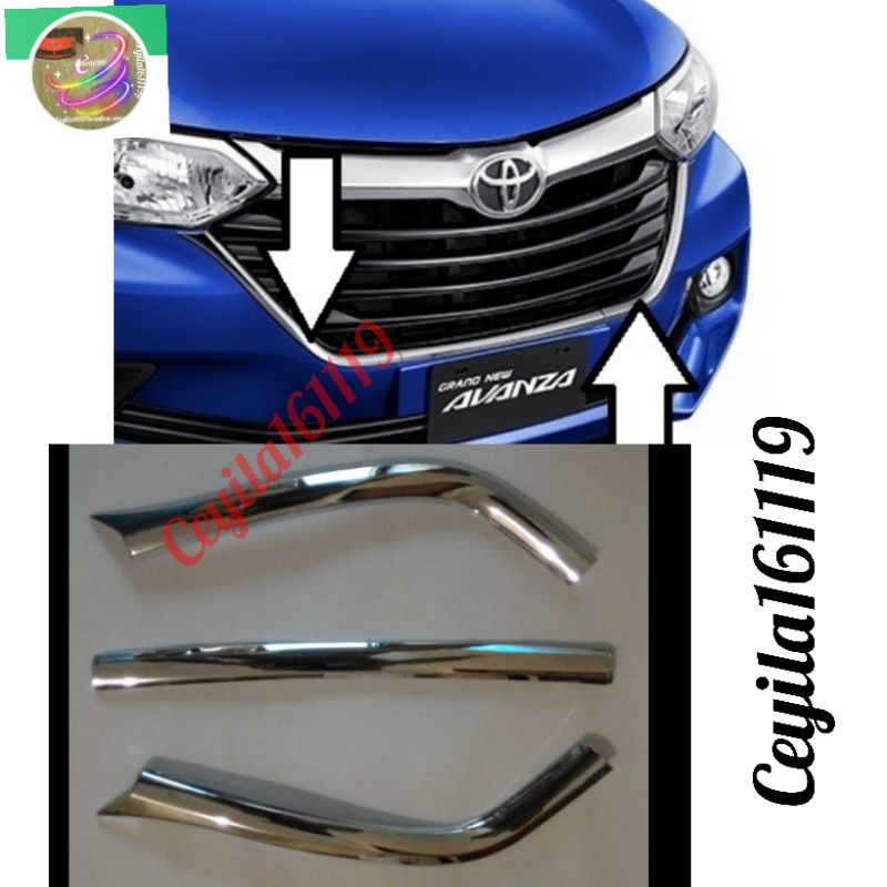 List Grill depan 3 pcs Mobil All New Avanza-Xenia 2015 Chrome