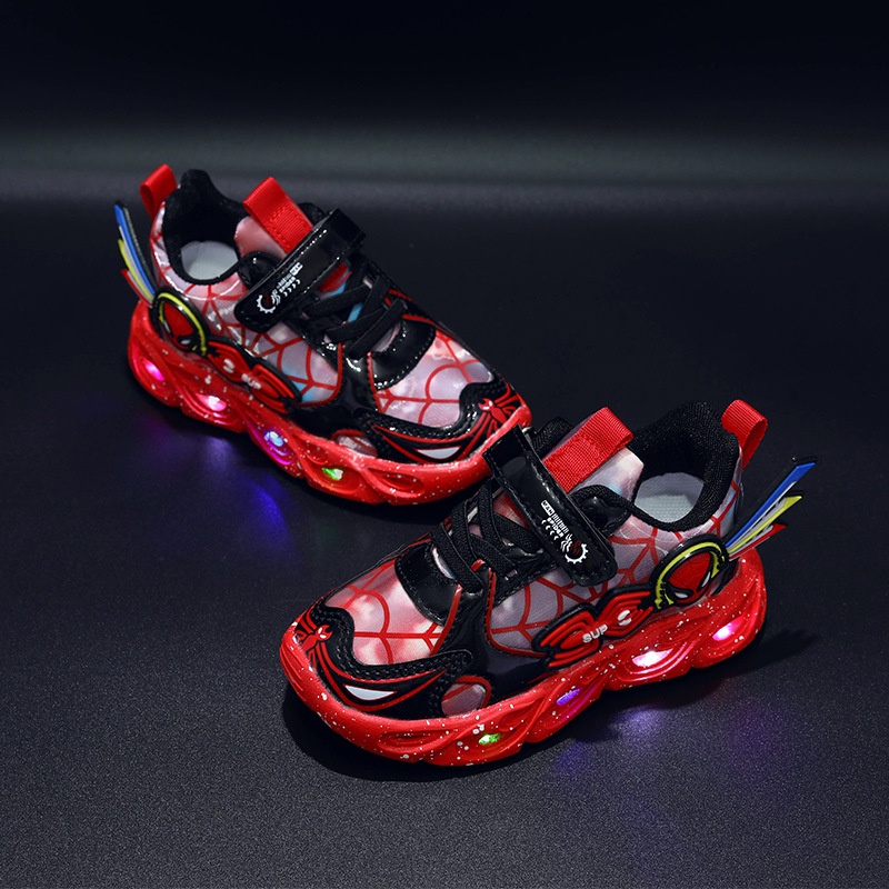 Spiderspy Sepatu With Led Anak Size 21-30 Usia 1-5 Tahun