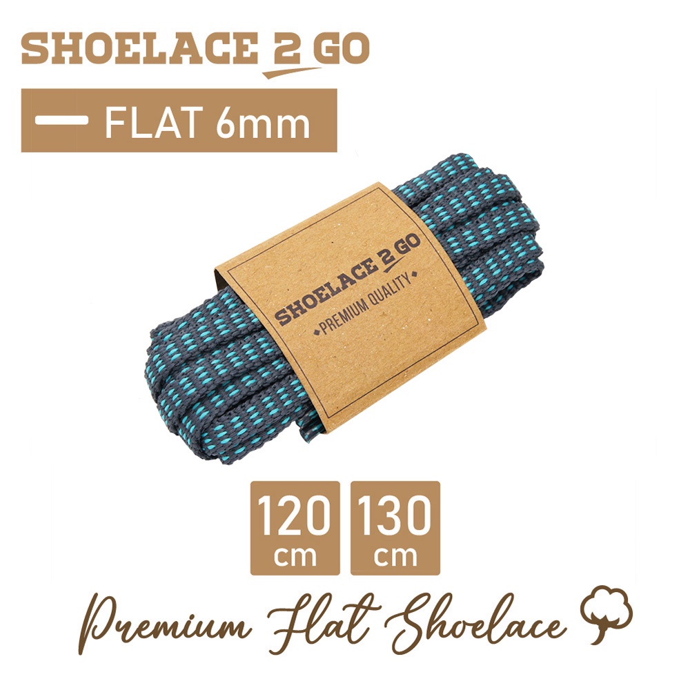 SHOELACE 2 GO PREMIUM TALI SEPATU MOTIF GEPENG PIPIH FLAT N7 GREY TOSCA - 120CM 130CM