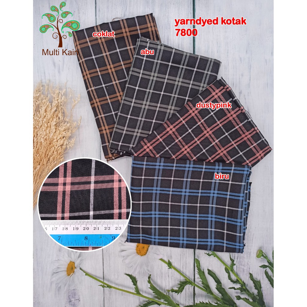 bahan multi kain katun tenun yarndyed kotak / salur basik basic