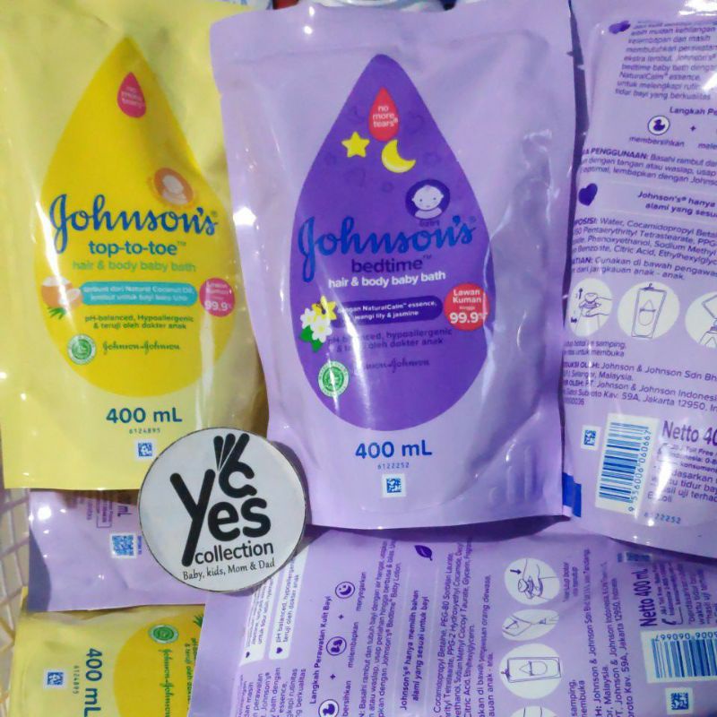 Sabun cair bayi 400 ml johnsons baby top to toe hair &amp; body wash milk rice ttt 2in1 refill newborn