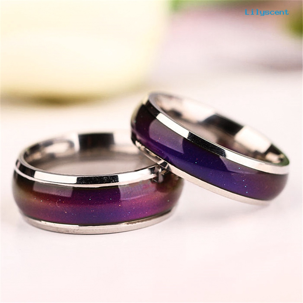 Ls Cincin Stainless Steel Berubah Warna Sesuai Temperatur Untuk Pasangan / Pria / Wanita