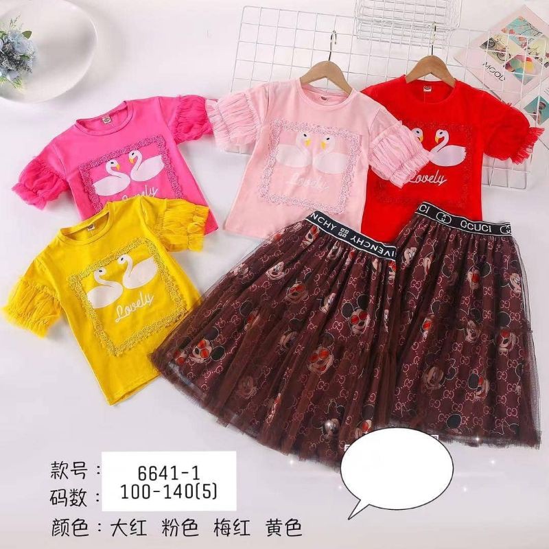 Setelan rok plisket anak / setelan rok anak / setelan plisket usap