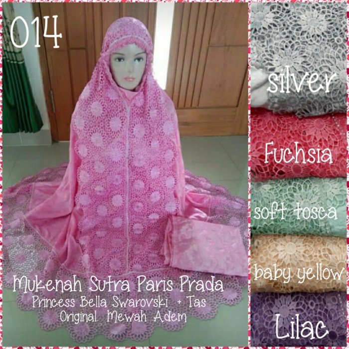 TERLARIS MUKENAH RENDA SEROJA BORDIR SWAROVSKI SUTRA PARIS(MEWAH)+TAS CANTIK