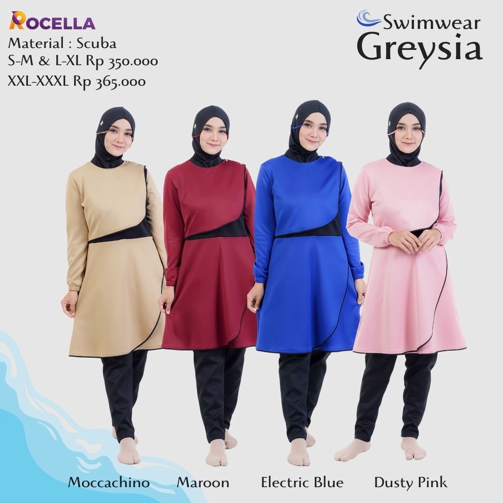 Rocella Swimwear Greysia | Baju Renang Muslimah | Baju Renang Wanita | Baju Renang Wanita Muslimah