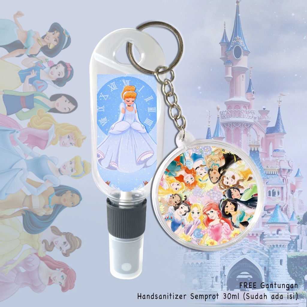 (FREE GANTUNGAN KUNCI) HAND SANITIZER SPRAY 30 ML / GAMBAR CINDERELLA