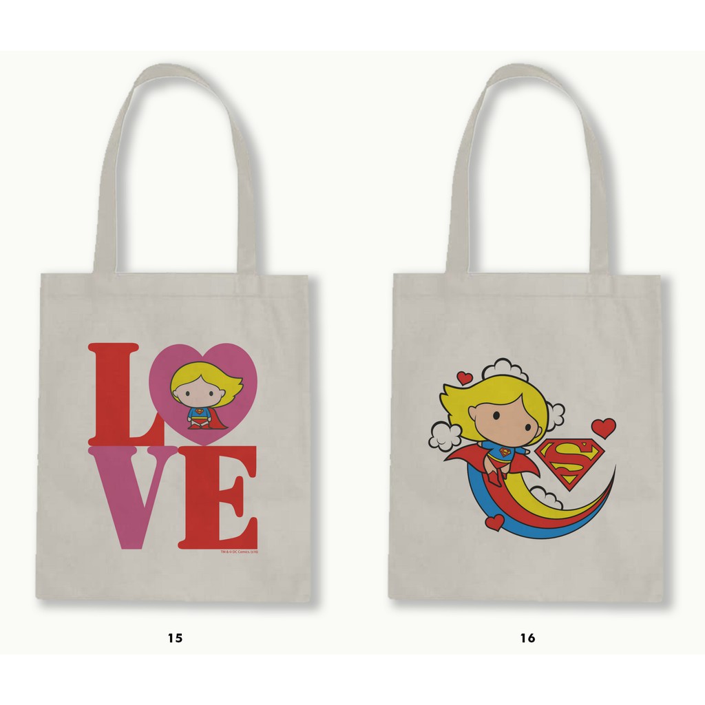 TOTE BAG BLACU-CHIBI SUPERMAN,BATMAN,WONDER WOMAN,FLASH.02