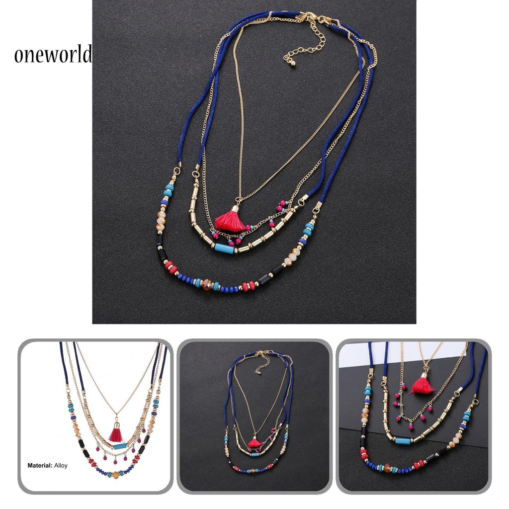 oneworld Women Bohemian Necklace Multilayer Colorful Necklace Fine Workmanship for Vacation