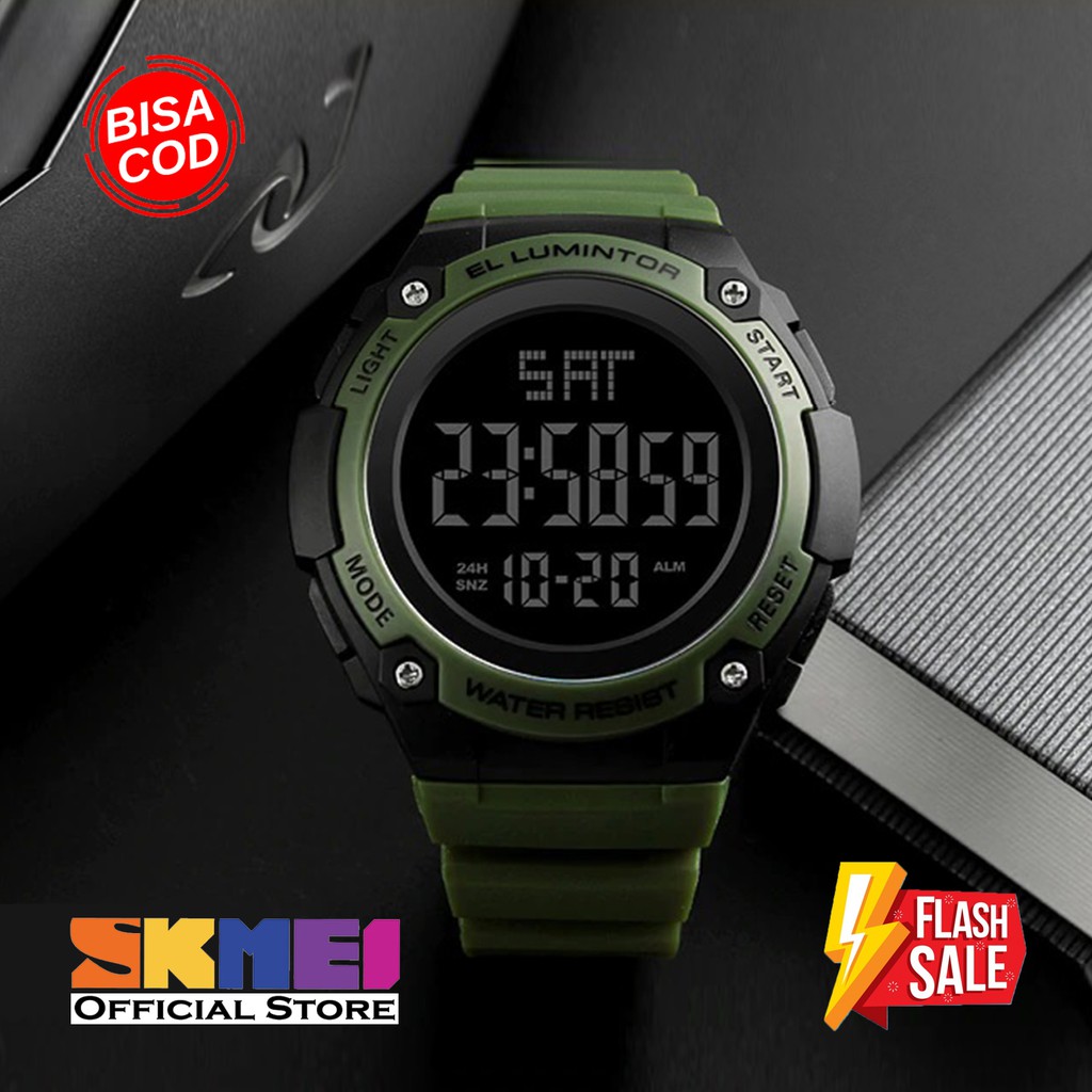 100% ORIGINAL SKMEI Digital Men Watch Jam Tangan Pria Anti Air 50m Karet PU Strap Flash Sale Murah